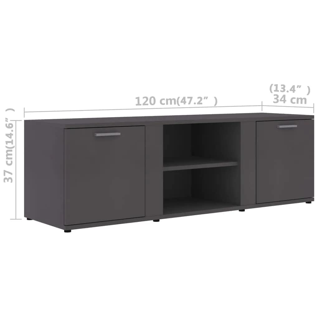 vidaXL Engineered Wood TV Stand - Gray Scandinavian Style Television Cabinet with Two Doors and Compartments - Easy to Assemble - 47.2"x13.4"x14.6"