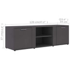 vidaXL Engineered Wood TV Stand - Gray Scandinavian Style Television Cabinet with Two Doors and Compartments - Easy to Assemble - 47.2"x13.4"x14.6"