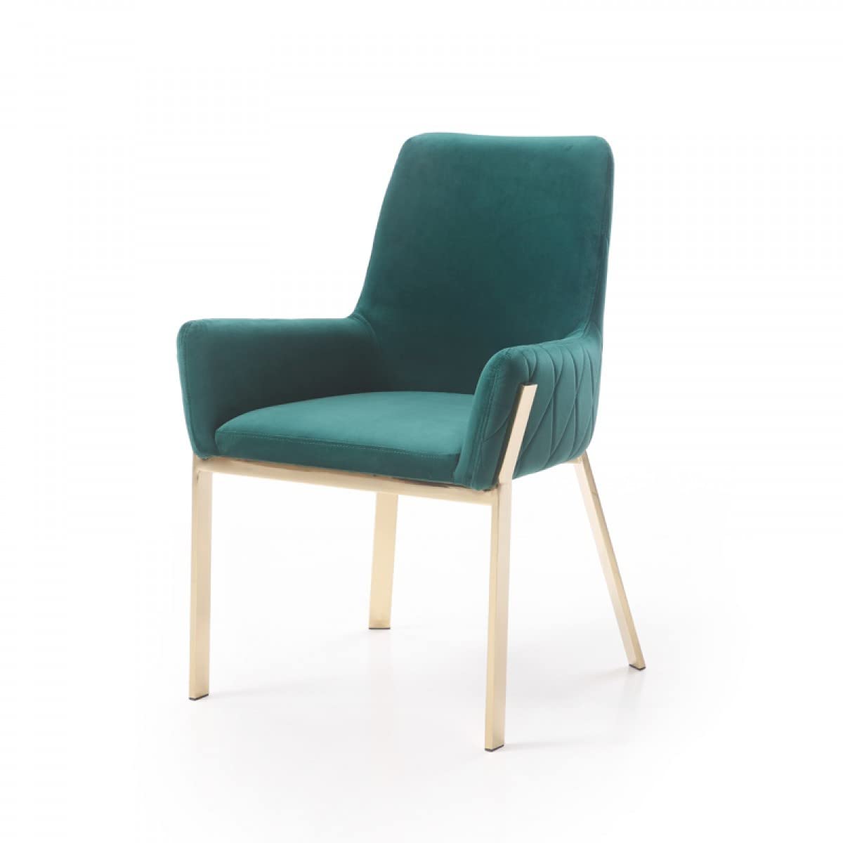 HomeRoots Steel, Fabric Green Velvet Gold Dining Chair