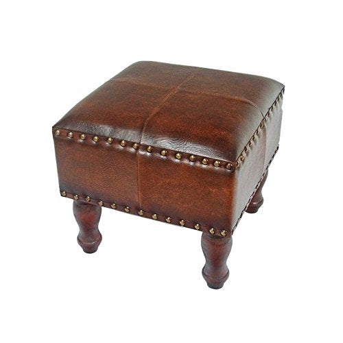 International Caravan Furniture Piece Faux Leather 16-Inch Square Stool