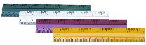 Charles Leonard Double Bevel Plastic Ruler, 6 Inches, Assorted Colors (9 Each Green/Red/Yellow/White), 36-Pack (80640)
