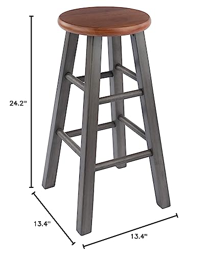 Ergode Rustic Teak & Gray Wood Ivy Counter Stool | Farmhouse Charm | No Assembly