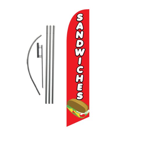 Sandwiches Restaurant Advertising Feather Banner Swooper Flag Sign With Flag Pole Kit And Ground Stake