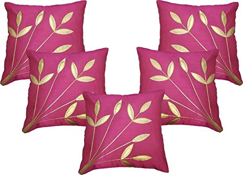 Decor India Cushion Cover Set Of 5 Home Decorative Polyester Throw Pillow Covers For Sofa, Living Room & Bedroom 12X12 Inch Case