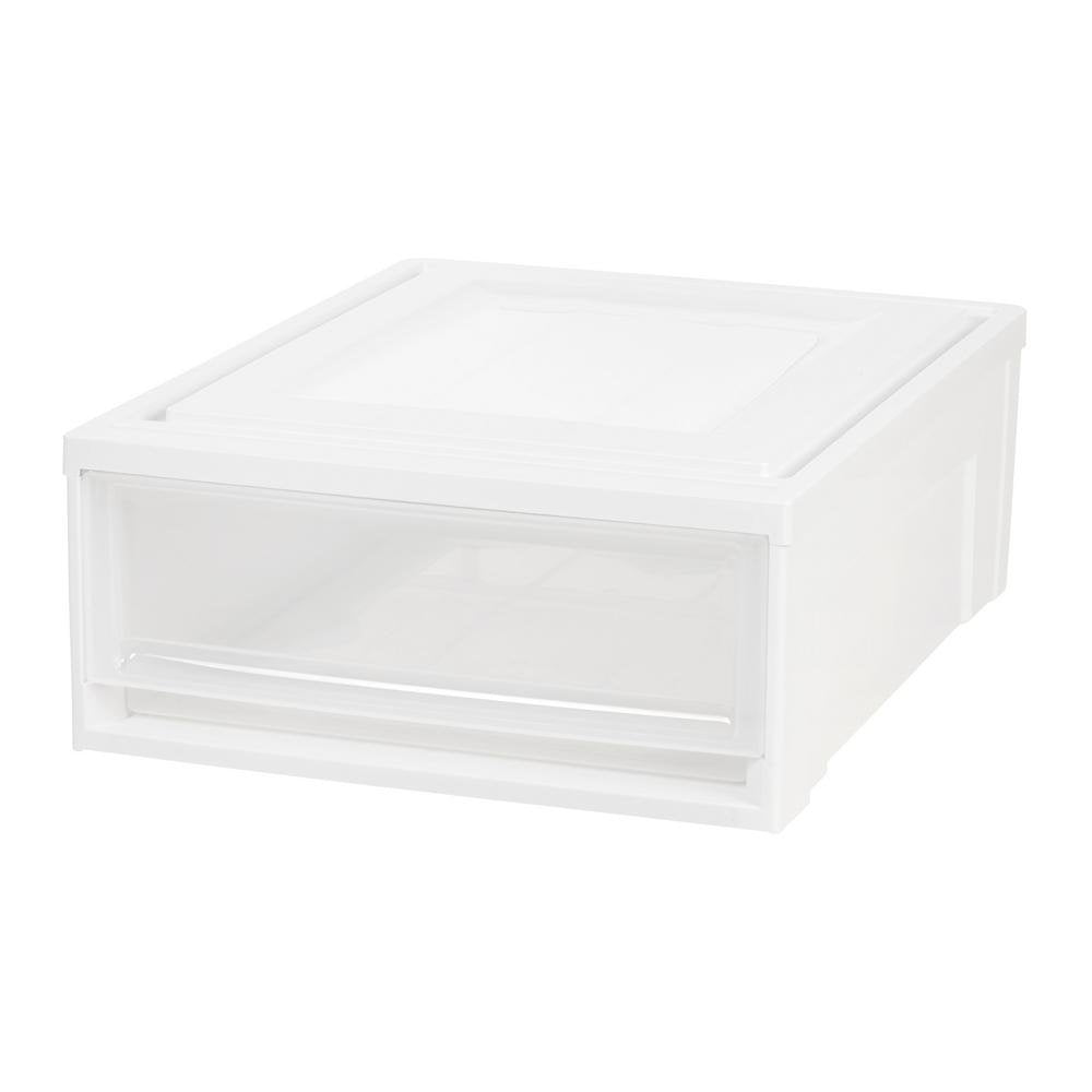 IRIS USA 129770 Shallow Box Chest Drawer, White/Clear