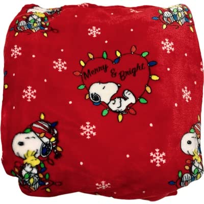 Berkshire Blanket & Home Co Peanuts Gang Christmas Velvet Soft Plush Throw Blanket | Featuring Snoopy & Woodstock With Christmas