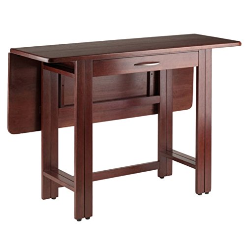 Taylor Drop Leaf Table Set: Versatile Dining & Gaming Solution | Solid Wood Construction | Walnut Finish | Includes Table & 2 Ladder Back Chairs