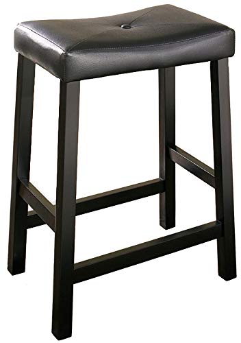 Crosley Furniture Drop Leaf Kitchen Island/Breakfast Bar With 24-Inch Upholstered Saddle Stools, Black
