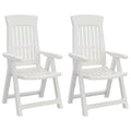 vidaXL Modern Style 2-Piece Patio Reclining Chairs Set - Lightweight, Foldable & Adjustable Backrest - White Polypropylene Outdoor Chairs