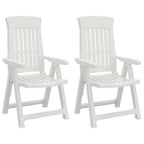 vidaXL Modern Style 2-Piece Patio Reclining Chairs Set - Lightweight, Foldable & Adjustable Backrest - White Polypropylene Outdoor Chairs