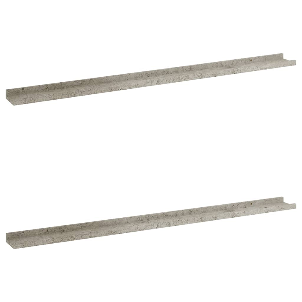 vidaXL Floating Wall Shelves, Concrete Gray - Stylish Modern Design MDF Shelves, Easy Install, Set of 2