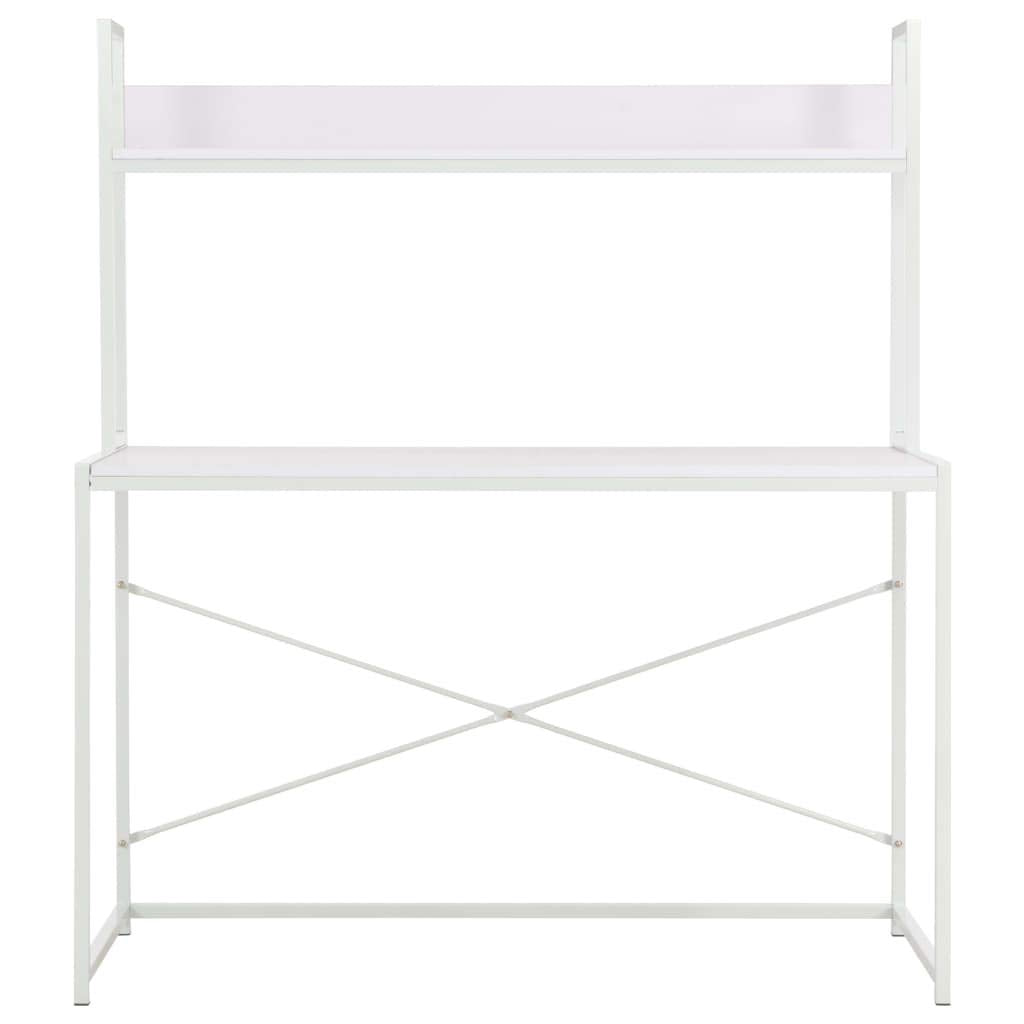 vidaXL Computer Desk, Office Table with Metal Frame, Home Writing Desk with Storage Shelf, Monitor Standing Desk, Industrial Style, White
