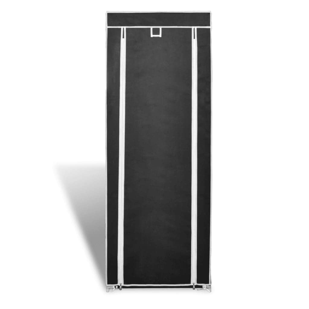 vidaXL 8-Tier Fabric Shoe Cabinet with Cover - Space-Saving Shoe Organizer, Dust-Proof, Lightweight and Portable, Black, Hold Up to 20 Pairs of Shoes, 22" x 11" x 64"