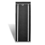vidaXL 8-Tier Fabric Shoe Cabinet with Cover - Space-Saving Shoe Organizer, Dust-Proof, Lightweight and Portable, Black, Hold Up to 20 Pairs of Shoes, 22" x 11" x 64"