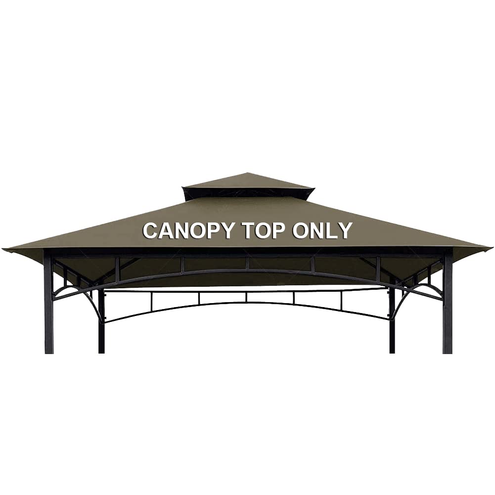 Coastshade 8 X 5 Grill Bbq Gazebo Double Tiered Replacement Canopy Roof Outdoor Barbecue Gazebo Tent Roof Top (Khaki)