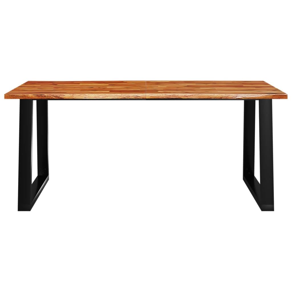 vidaXL Solid Acacia Wood Dining Table with Live Edge and Sturdy U-Shaped Legs, Perfect for Dining Room or Kitchen