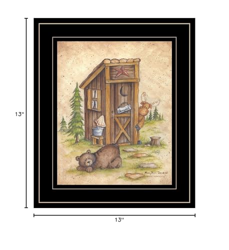 Still Waiting Bear and Moose Black Framed Print Bathroom Wall Art