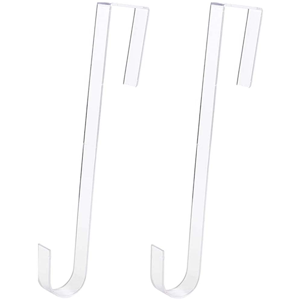 BlingKingdom 2pcs Clear 12' Wreath Hanger Hook Christmas Wreaths Holders for Inside Outside Doors