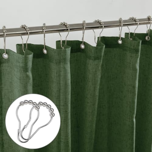 Koufall Olive Green Waterproof Linen Fabric Shower Curtain 72 By 84 Inch Length