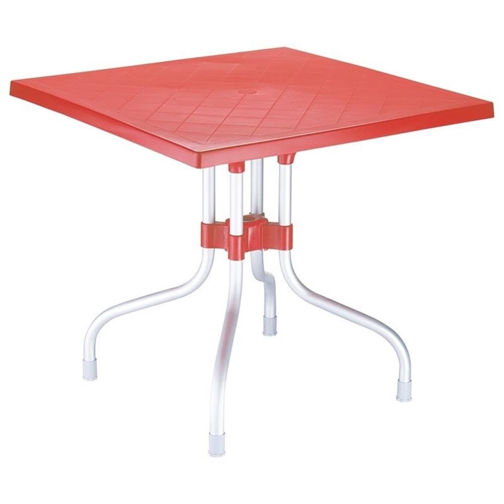 Compamia Forza 31 Square Folding Patio Dining Table in Red, Commercial Grade