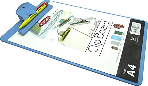 Yosogo A4/Letter Size Plastic Clipboard - 2 Pack With Handy Pen Holder & Bonus Pen - Holds Up To 40 Sheets - Durable Plastic - W
