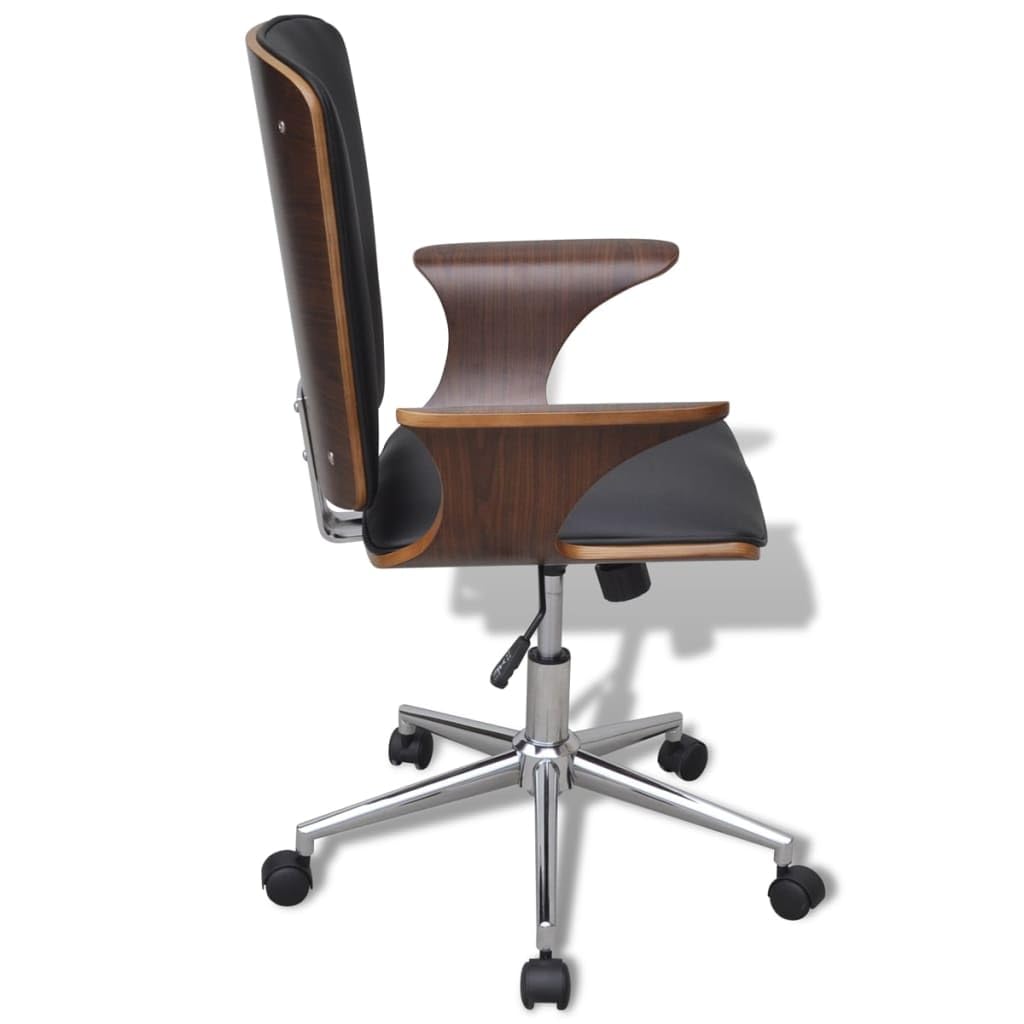 vidaXL Rotating Office Chair Curved Wood with Artificial Leather Coating