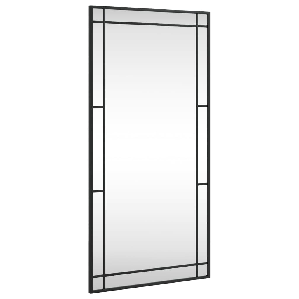 vidaXL Wall-Mounted Mirror in Black - Stylish 19.7"x39.4" Rectangle Iron-Framed Glass Mirror for Bedroom, Living Room, Bathroom and Hallway