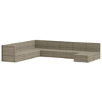 vidaXL Patio Lounge Set Gray - 9 Piece Poly Rattan Furniture with Adjustable Corner Sofa, Thick Cushions, Weather-Resistant Material, and Durable Steel Powder Coated Frame