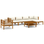 vidaXL Patio Lounge Set 7 Piece, Patio Furniture Set for Outdoor Garden, Sectional Sofa with Cushions, Corner Sofa, Retro Style, Solid Wood Acacia