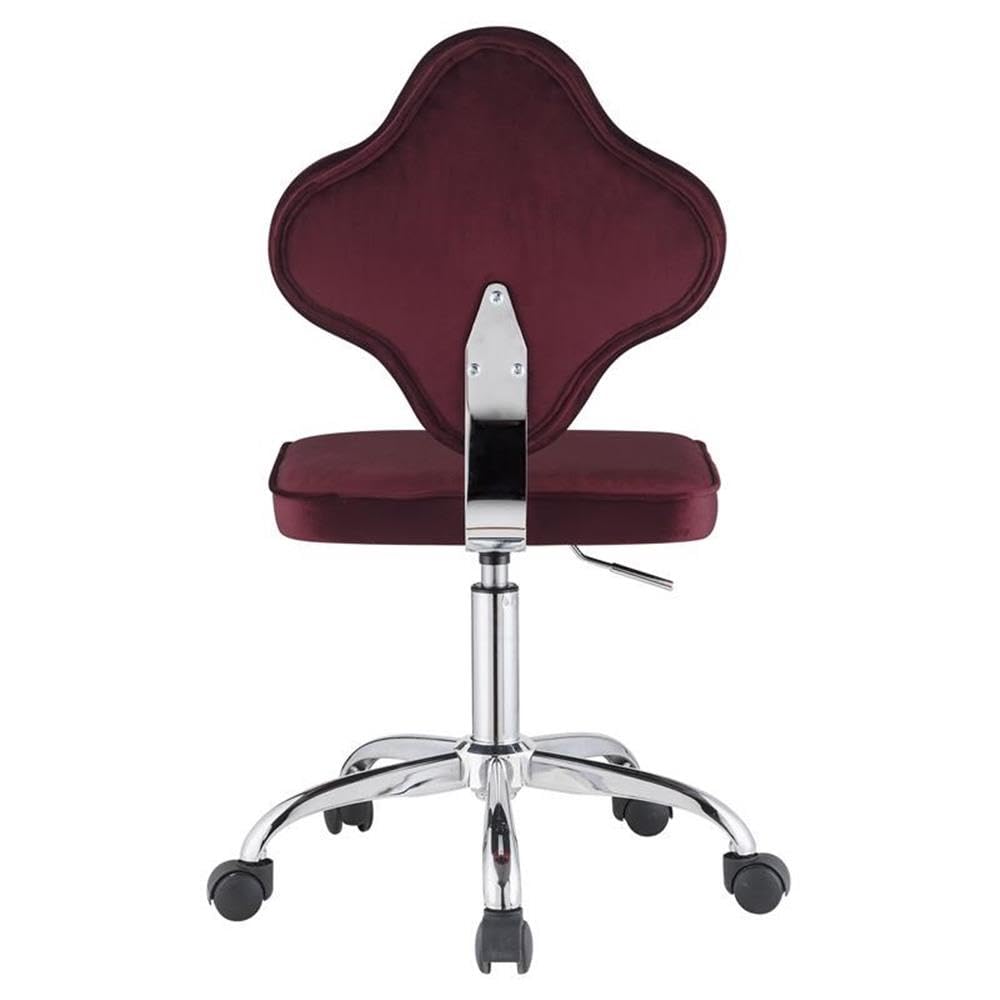 Acme Clover Velvet Upholstered Armless Office Chair with Swivel Seat in Red