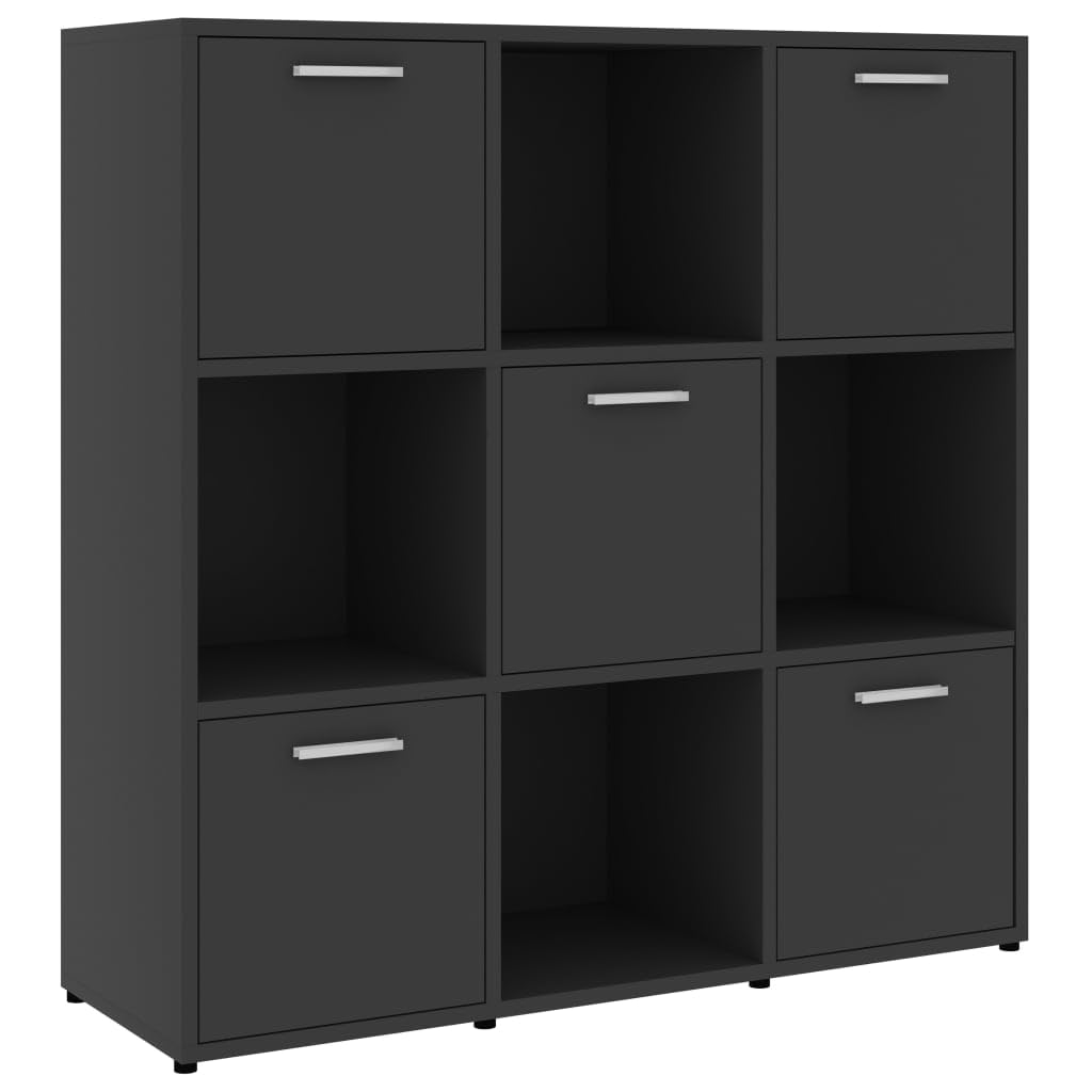 vidaXL Book Cabinet, Book Cabinet with 5 Doors Bookcase, Storage Shelf for Office Living Room, Shelving Unit, Modern, Gray Engineered Wood