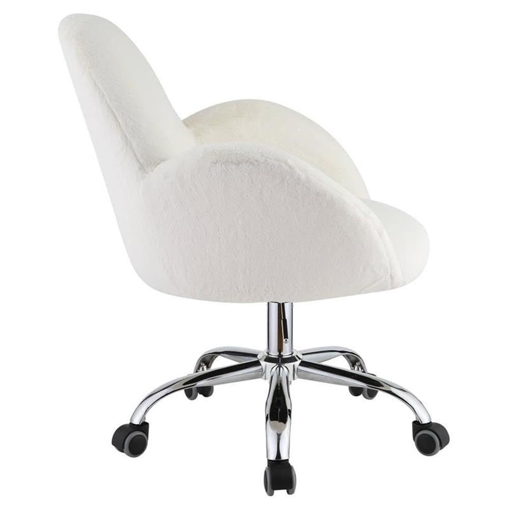 Acme Jago Fabric Upholstered Swivel Office Chair in White and Chrome