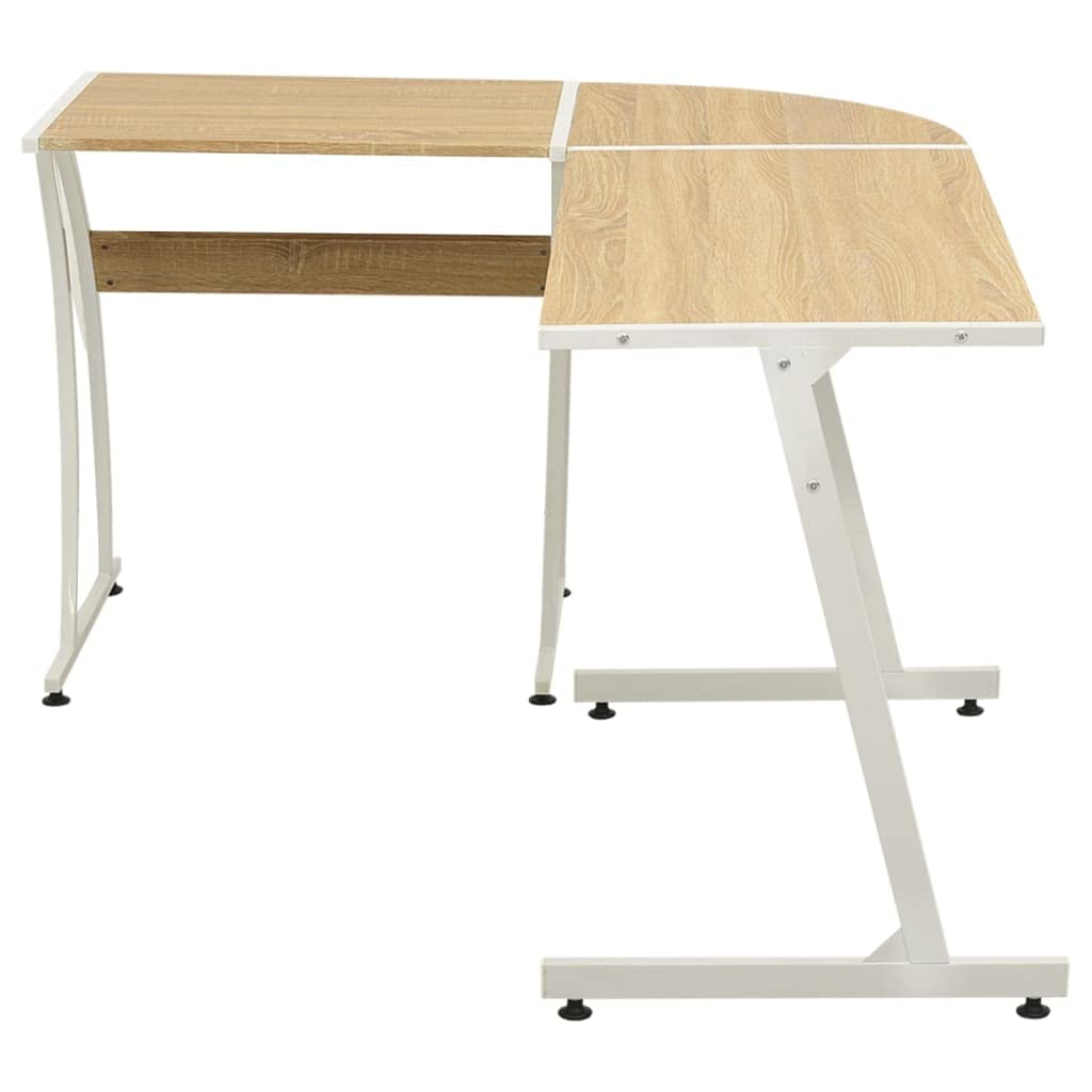 vidaXL Computer Desk, L-Shaped Computer Desk with Metal Legs, Home Office Writing Desk, Workstation, Industrial Modern, Oak Engineered Wood