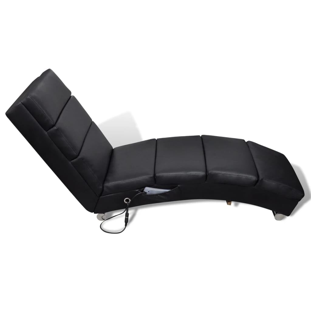 vidaXL Reclining Massage Lounger Black Faux Leather Furniture Armchair