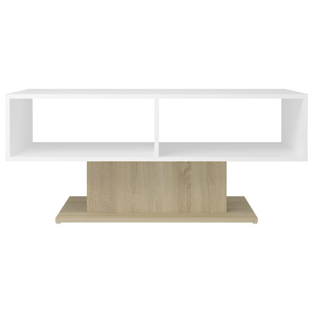 vidaXL Coffee Table White and Sonoma Oak 40.7"x19.7"x17.5" Engineered Wood