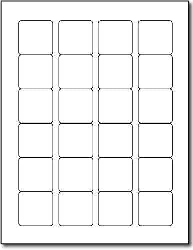 White Adhesive Sticky Labels, 1.5' Square - 24 Per Page - Matte Finish Printable With Inkjet/Laser (25 Sheets)