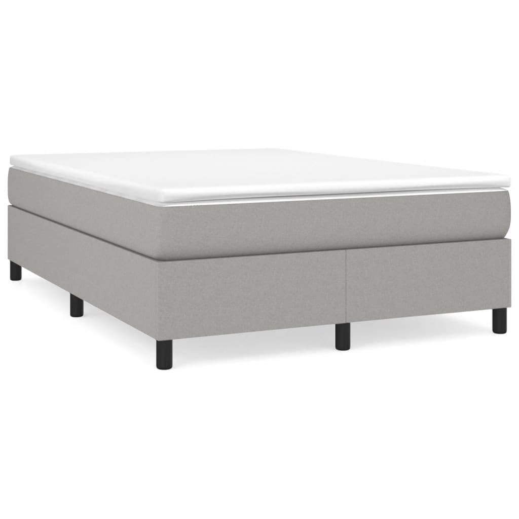 vidaXL Box Spring Bed Frame - Full Size, 100% Polyester Fabric, Light Gray, Modern, Designed for 53.9"x74.8" Mattress, Plywood and Engineered Wood Material