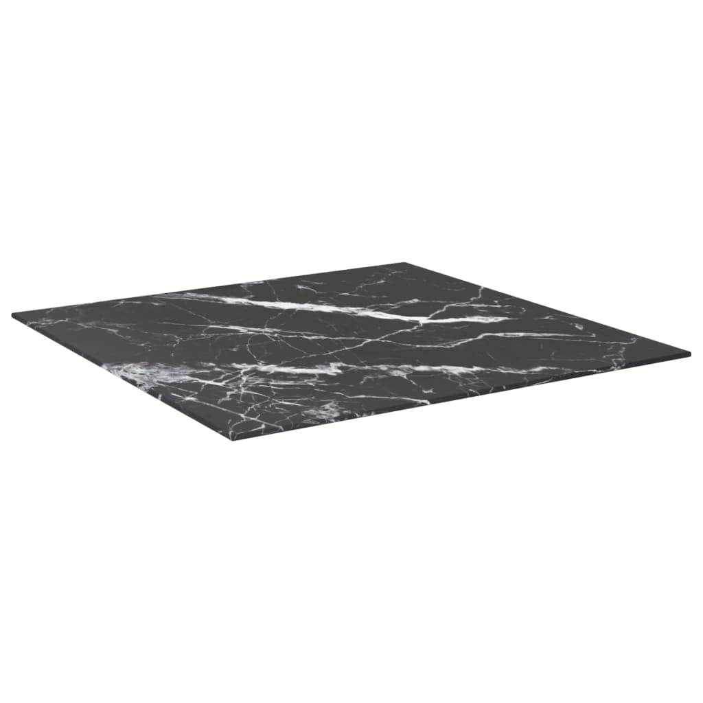 vidaXL Tempered Glass Table Top with Black Marble Design, 27.6"x27.6" Square, Durable, Easy-to-Clean, Lightweight, Perfect for Dining and Coffee Tables