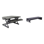 Rocelco 46" Height Adjustable Corner Standing Desk Converter with Dual Monitor Stand Bundle - Quick Sit Stand Up Computer Workstation Riser - Extra Large Keyboard Tray - Black (R CADRB-46-DMS)