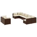 vidaXL 9 Piece Patio Sofa Set - Brown Poly Rattan Outdoor Lounge Set/Adjustable Cushions - for Garden, Terrace, Deck, Patio - Modular Design - Weather Resistant - 24.8” x 24.8” x 22.6”