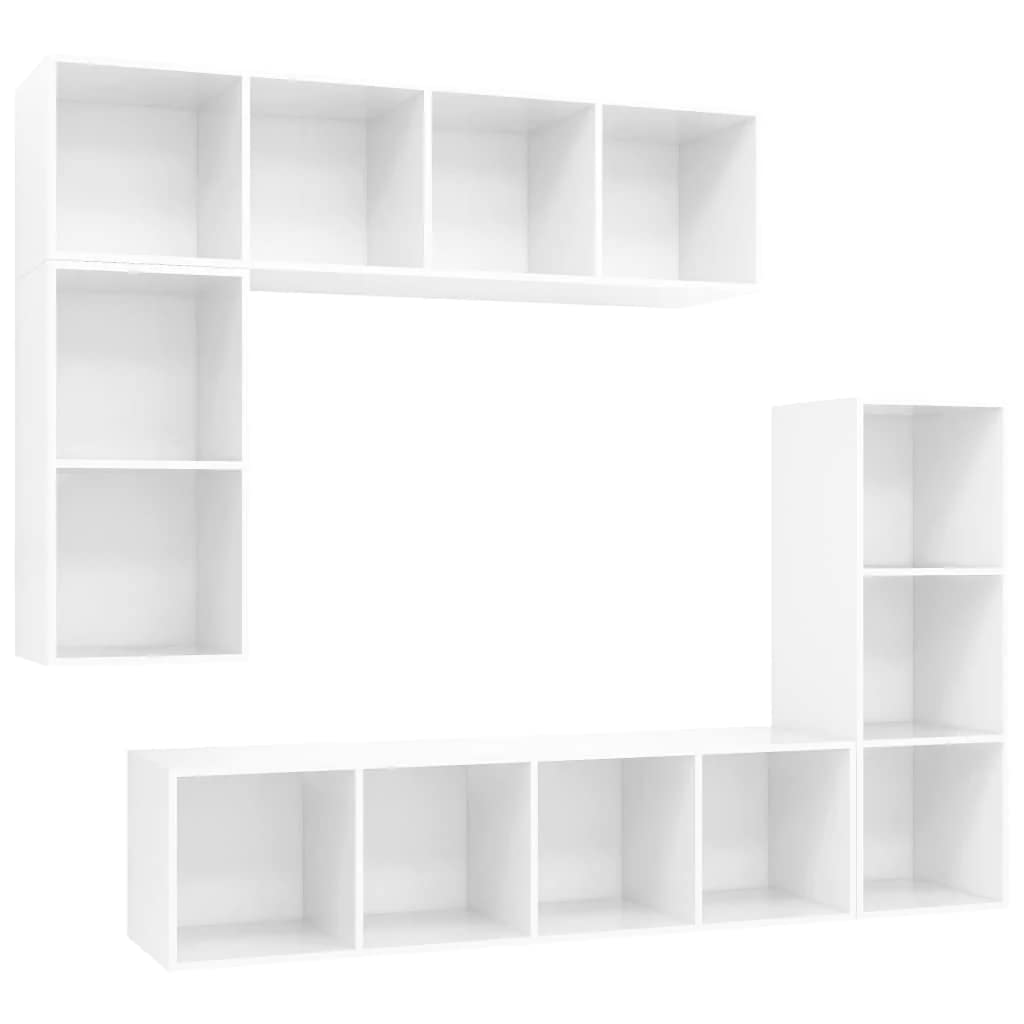 Vidaxl Tv Cabinet Set 4 Piece Wall Mounted Hanging Stand Unit Stereo Storage Hifi Plasma Living Room Furniture High Gloss White Engineered Wood