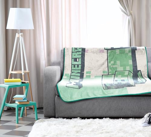 Jay Franco Minecraft Creeper Kid'S Throw Blanket - Plush 46' X 60' Throw Blanket For Boys & Girls, Super Soft Fleece Kids Bedding - Lightweight Throw Blanket For Gamers