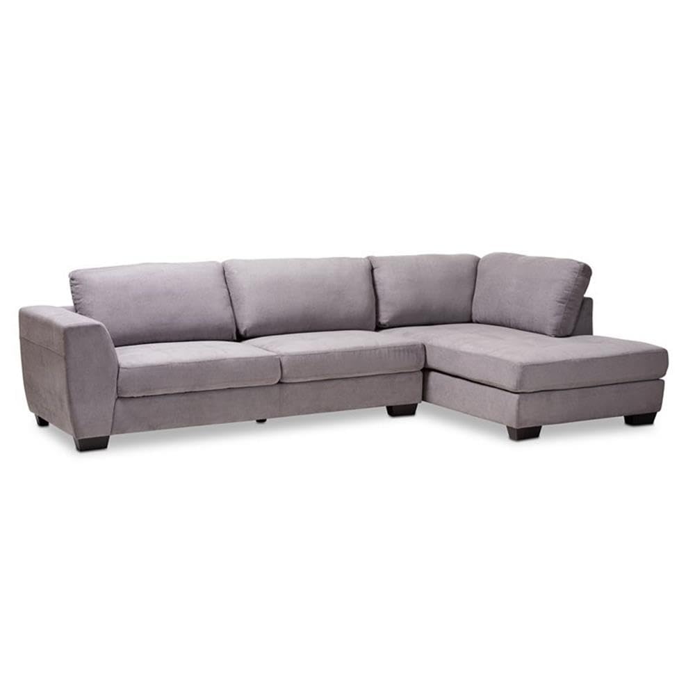 Baxton Studio Petra Fabric Right Facing Sectional with Chaise