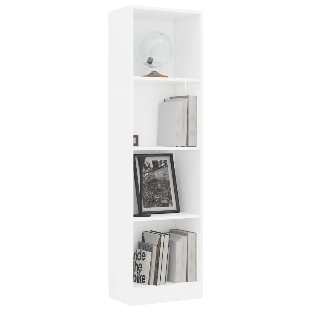 vidaXL 4-Tier Book Cabinet White 15.7&quot;x9.4&quot;x55.9&quot; Chipboard