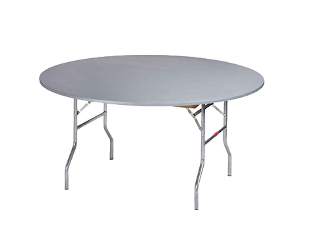 Kwik-Covers 60' Round Fitted Plastic Table Covers, Bundle Of 5 (Metallic Silver)