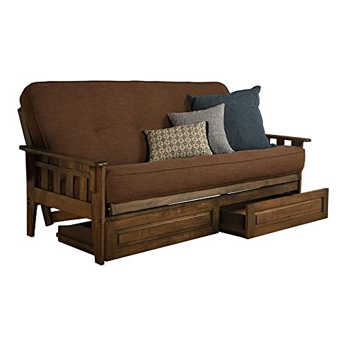 Kodiak Furniture Tucson Frame With Linen Fabric Mattress In Brown/Rustic Walnut