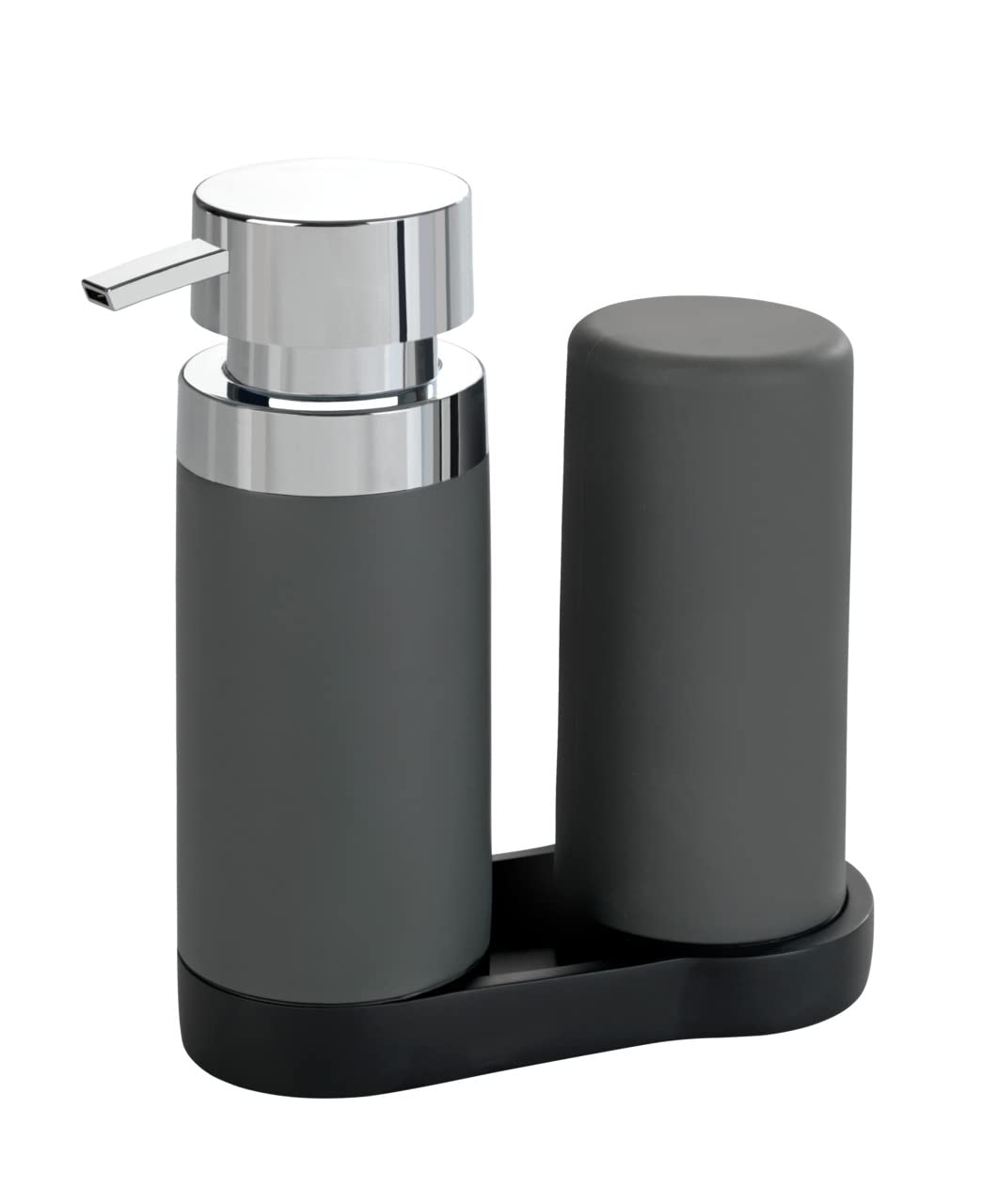 WENKO Dish Soap Dispenser for Kitchen Sink, Squeeze Bottle for Washing Up Liquid and Hand Lotion, Round Refillable Plastic Bottl