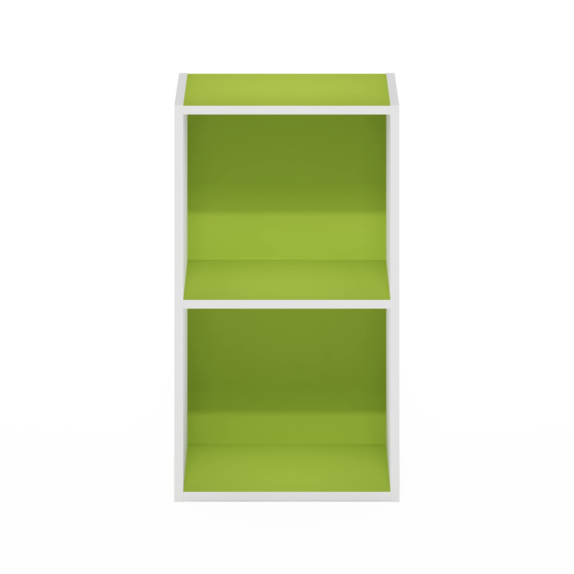 Furinno Luder Bookcase / Book / Storage, 2-Tier Cube, Green/White
