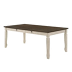 Acme Fedele 2-Drawer Rectangular Wooden Dining Table in Weathered Oak and Cream