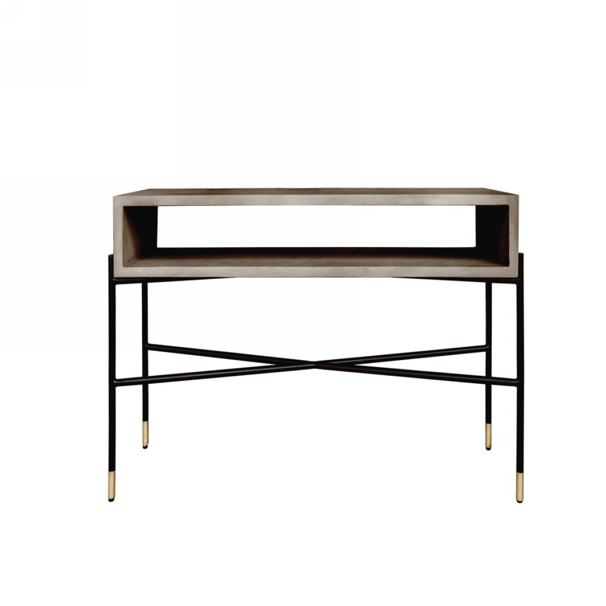 HomeRoots Grey, Black Industrial 45' Concrete and Metal Console Console Table